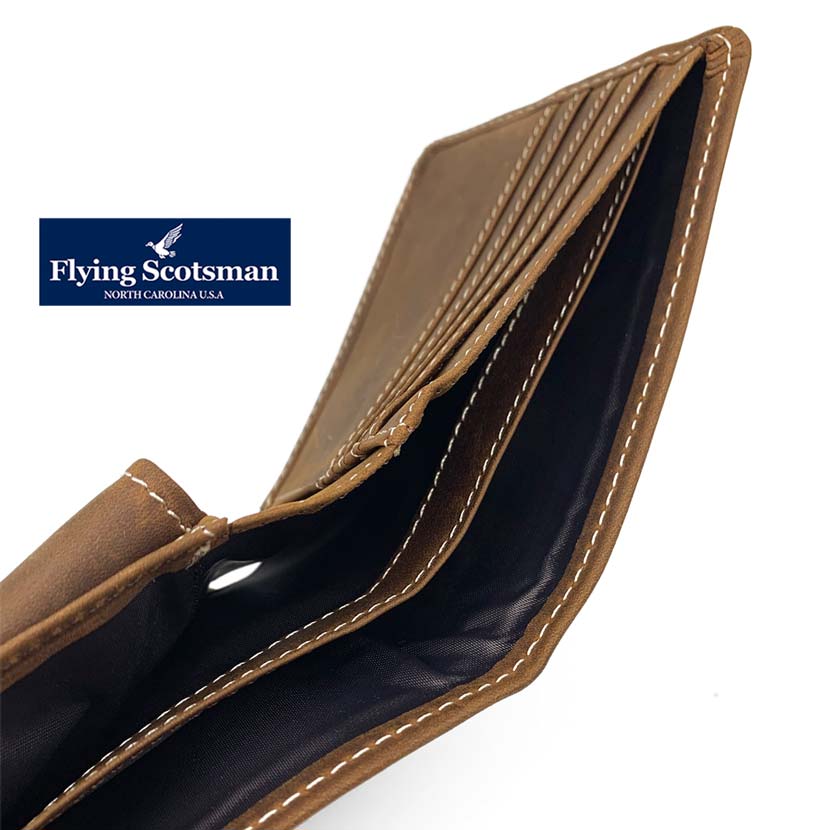 全2色 Flying Scotsman（フライングスコッツマン）リアルレザー ステッチデザイン 2つ折り財布 ウォレット