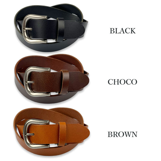 3 colors and 2 sizes LIBERO Made in Japan Real Leather Plain Belt Leather Cowhide Width 3.5cm