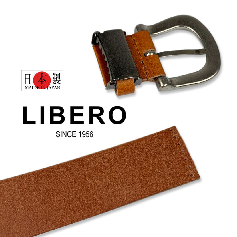 3 colors and 2 sizes LIBERO Made in Japan Real Leather Plain Belt Leather Cowhide Width 3.5cm