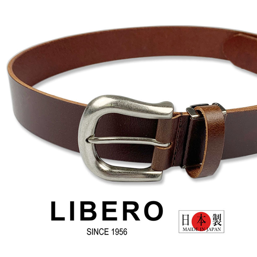 3 colors and 2 sizes LIBERO Made in Japan Real Leather Plain Belt Leather Cowhide Width 3.5cm