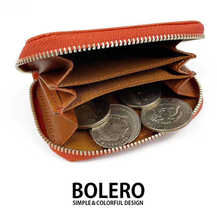 [6 colors] BOLERO Made in Japan Real Leather Round Zipper Coin Case Coin Purse