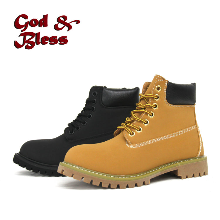 [GOD&amp;BLESS] 6 inch work boots black/yellow boots BIG size GB-3126N