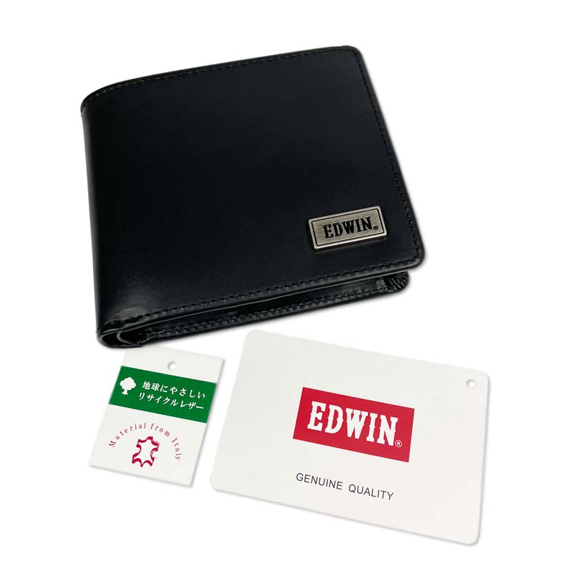 [All 3 colors] EDWIN Wallet Bi-fold wallet with inner bellow Recycled leather Edwin