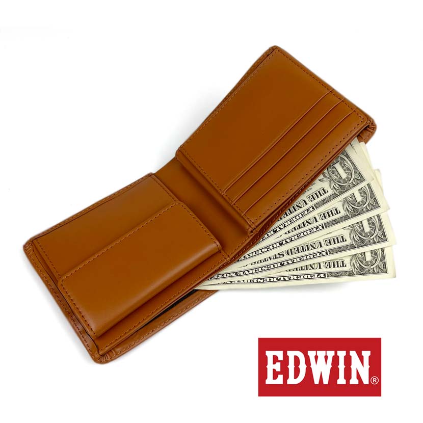 [All 3 colors] EDWIN Wallet Bi-fold wallet with inner bellow Recycled leather Edwin