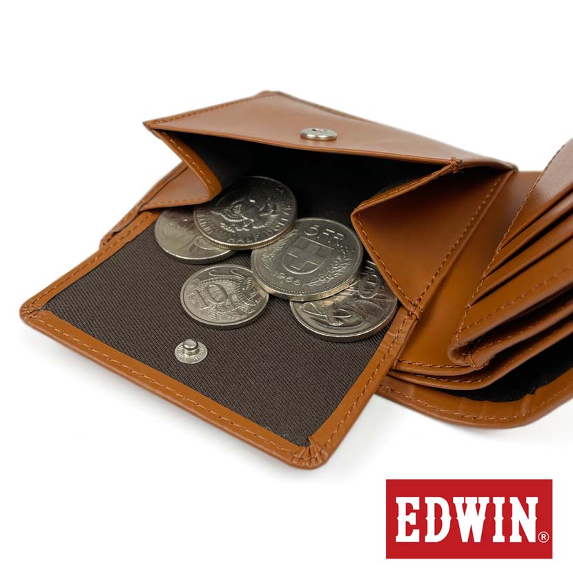 [All 3 colors] EDWIN Wallet Bi-fold wallet with inner bellow Recycled leather Edwin