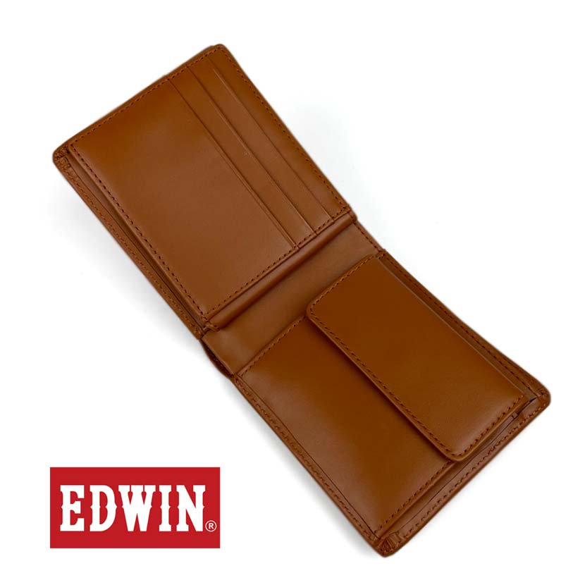 [All 3 colors] EDWIN Wallet Bi-fold wallet with inner bellow Recycled leather Edwin