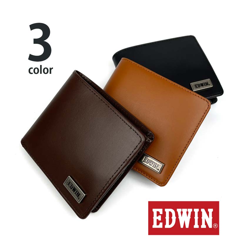 [All 3 colors] EDWIN Wallet Bi-fold wallet with inner bellow Recycled leather Edwin