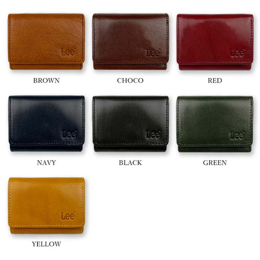 【全7色】  LEE リー 高級イタリアンレザー 三つ折り財布　コンパクトミニウォレット