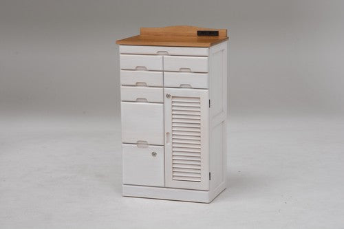 Fax stand with lockable drawer, power outlet, natural wood