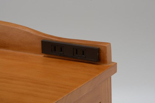 Fax stand with lockable drawer, power outlet, natural wood