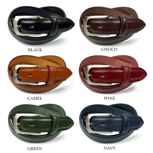 6 colors and 2 sizes LIBERO Made in Japan Himeji Leather Plain Design Belt 3cm wide