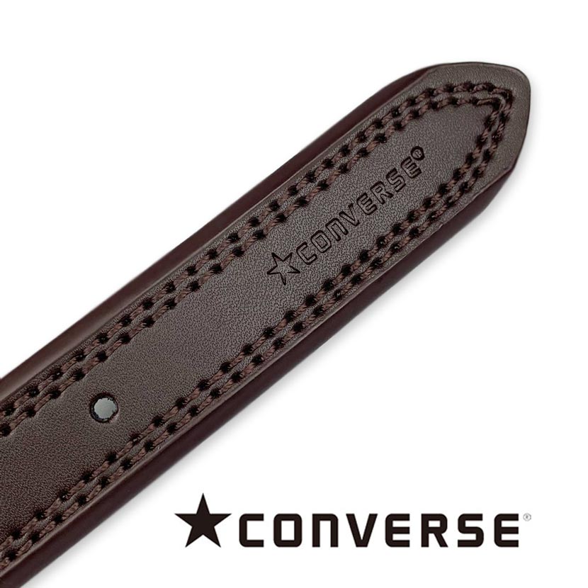 全3色 converse コンバース リアルレザーダブルステッチベルト タイト 男女兼用 本革 革皮