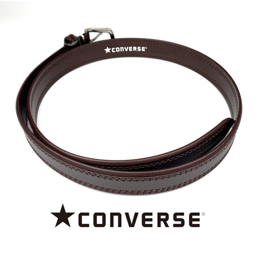 全3色 converse コンバース リアルレザーダブルステッチベルト タイト 男女兼用 本革 革皮