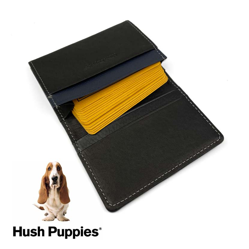 全3色　Hush Puppies ハッシュパピー リアルレザー トリコロールカラー 名刺入れ