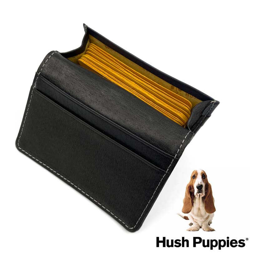 全3色　Hush Puppies ハッシュパピー リアルレザー トリコロールカラー 名刺入れ