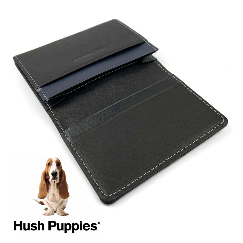 全3色　Hush Puppies ハッシュパピー リアルレザー トリコロールカラー 名刺入れ