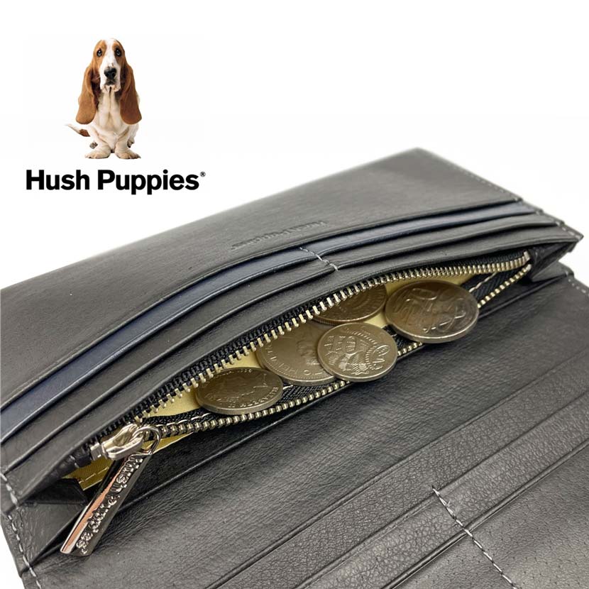 全3色　Hush Puppies ハッシュパピー リアルレザー トリコロールカラー かぶせ 長財布