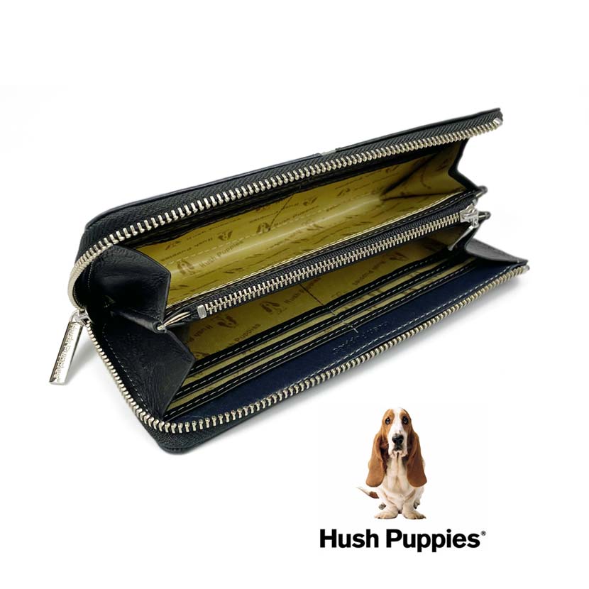 全3色　Hush Puppies ハッシュパピー リアルレザー トリコロールカラー L字ファスナー 長財布