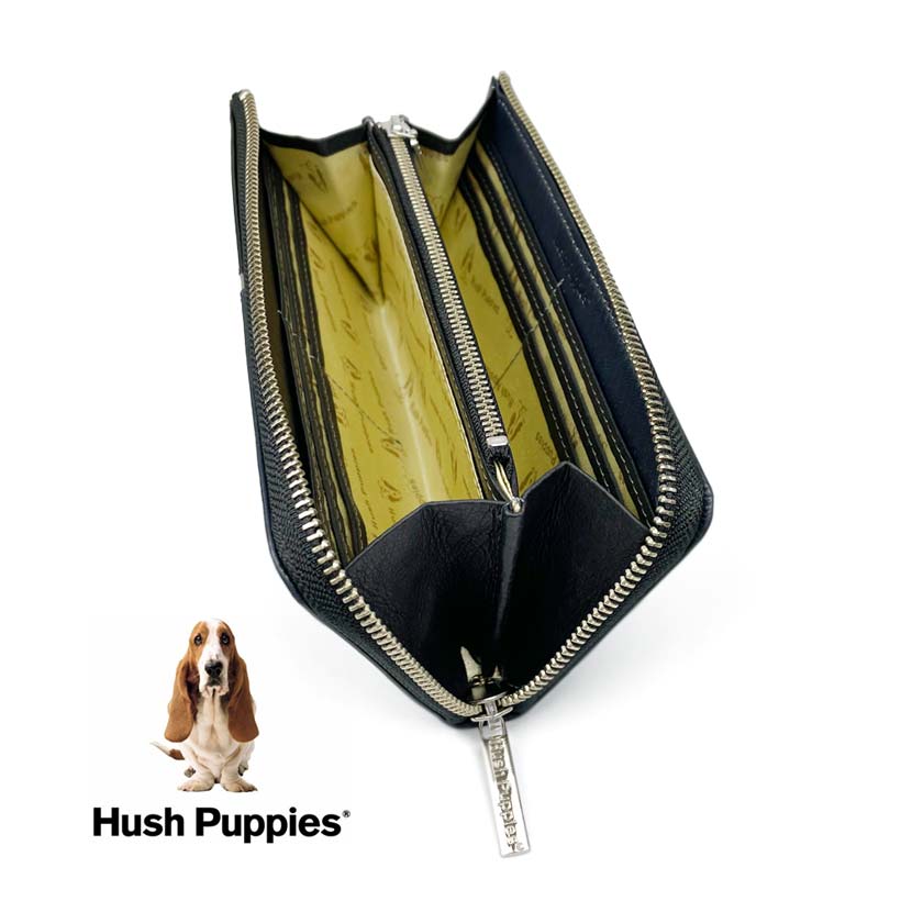 全3色　Hush Puppies ハッシュパピー リアルレザー トリコロールカラー L字ファスナー 長財布