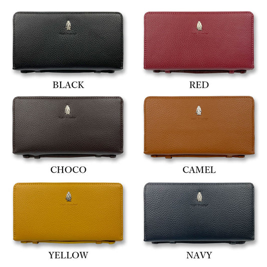 All 6 colors Hush Puppies Real Leather Double Round Zipper Long Wallet