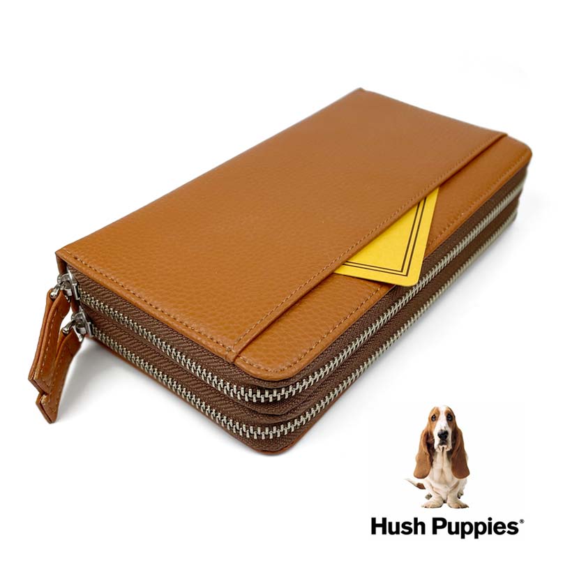 全6色　Hush Puppies ハッシュパピー リアルレザー ダブル ラウンドファスナー 長財布