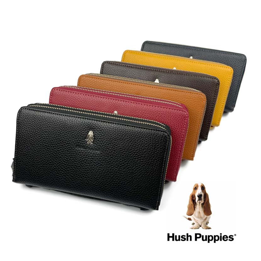 全6色　Hush Puppies ハッシュパピー リアルレザー ダブル ラウンドファスナー 長財布