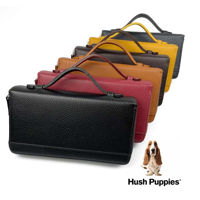 全6色　Hush Puppies ハッシュパピー リアルレザー ダブル ラウンドファスナー 長財布