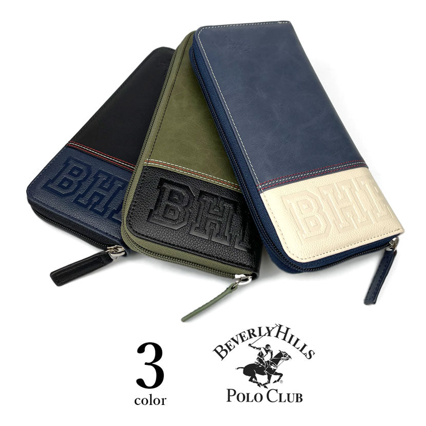 All 3 colors BEVERLYHILLSPOLOCLUB Beverly Hills Polo Club PU leather round zipper long wallet (61b391)