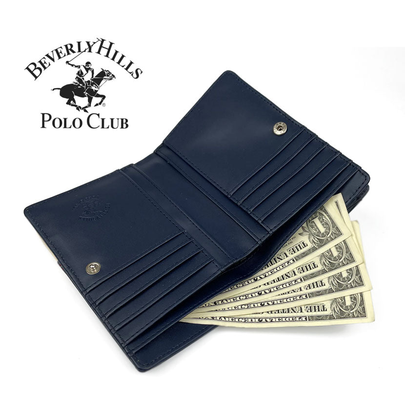 All 3 colors BEVERLYHILLSPOLOCLUB Beverly Hills Polo Club PU leather bifold wallet round zipper coin purse