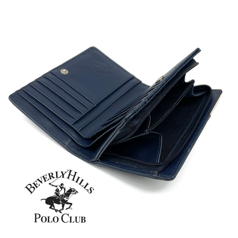 All 3 colors BEVERLYHILLSPOLOCLUB Beverly Hills Polo Club PU leather bifold wallet round zipper coin purse