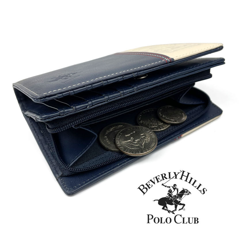 All 3 colors BEVERLYHILLSPOLOCLUB Beverly Hills Polo Club PU leather bifold wallet round zipper coin purse