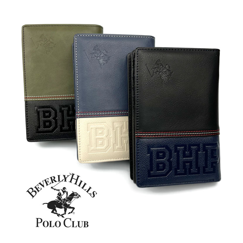 All 3 colors BEVERLYHILLSPOLOCLUB Beverly Hills Polo Club PU leather bifold wallet round zipper coin purse