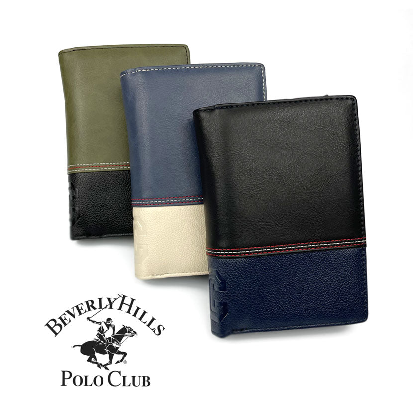 All 3 colors BEVERLYHILLSPOLOCLUB Beverly Hills Polo Club PU leather bifold wallet round zipper coin purse