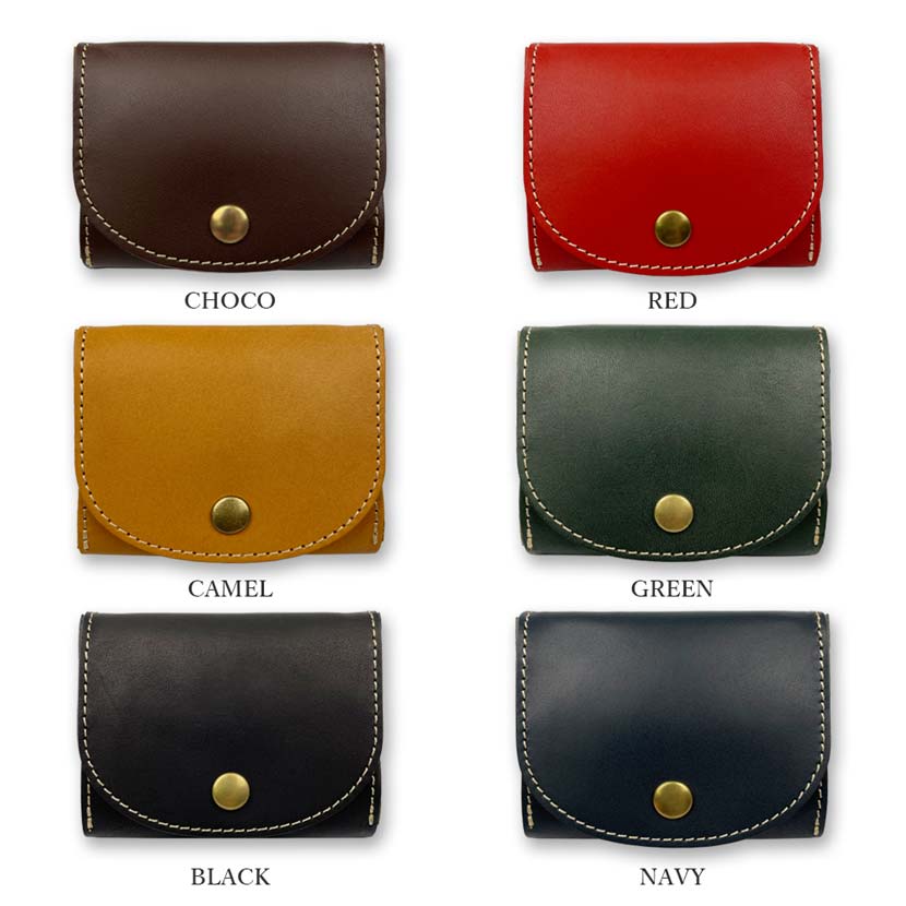 All 6 colors LIBERO Made in Japan Tochigi leather Stitch design Box type coin case Coin purse