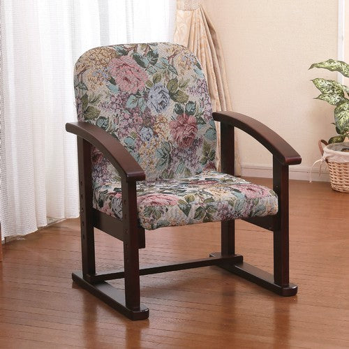 Adjustable height high back chair with armrests