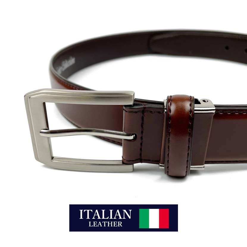 2 colors Italian real leather stitch design belt long type