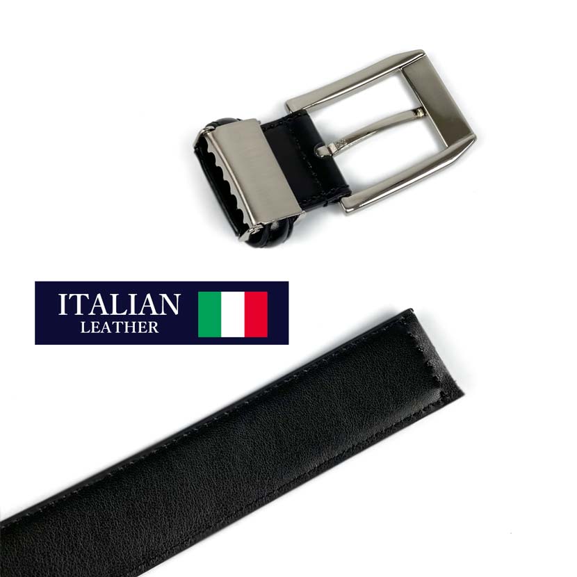 2 colors Italian real leather stitch design belt long type