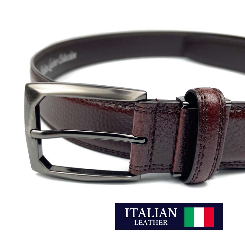 2 colors Italian real leather embossed design belt long type