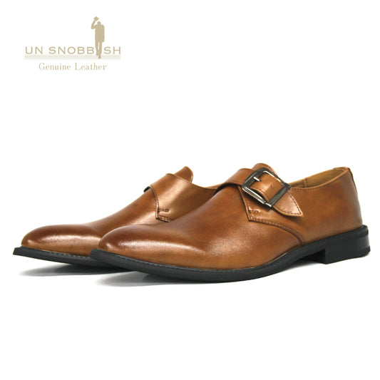 [UN SNOBBISH] Japanese belt type genuine leather business shoes U-1104