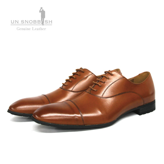 [UN SNOBBISH] Japanese inner feather straight tip genuine leather business shoes U-2201