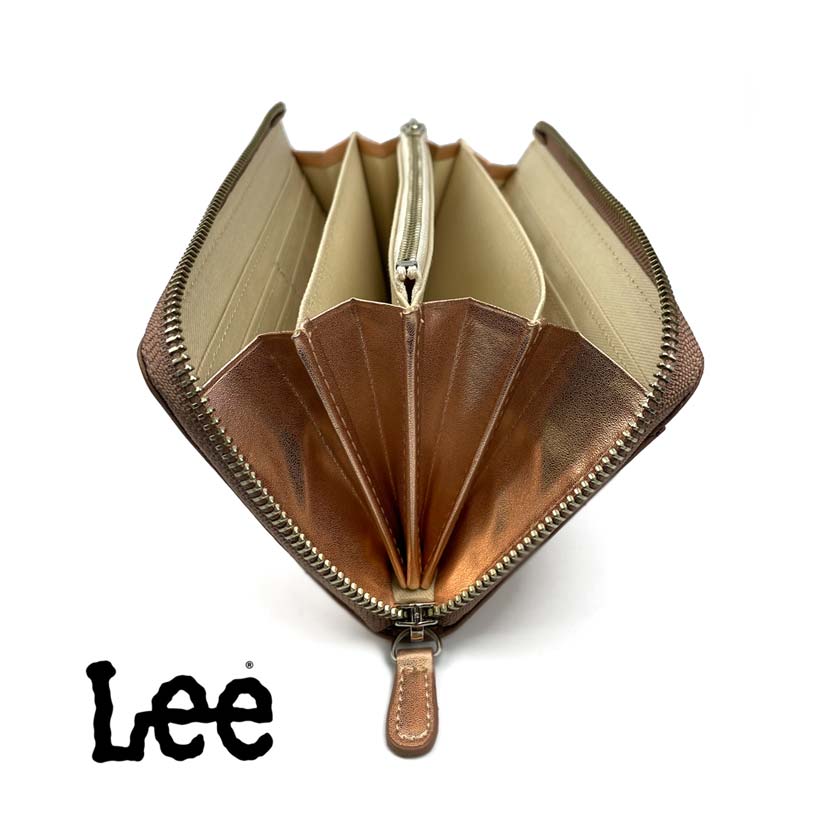 【全3色】 Lee リー メダルカラーデザイン 本革 L字ファスナー 長財布 リアルレザー