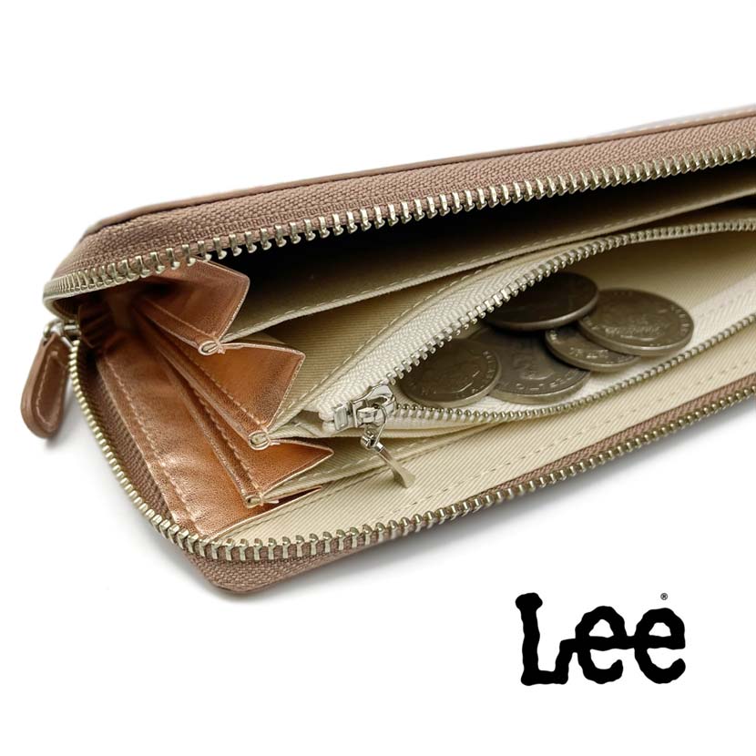 【全3色】 Lee リー メダルカラーデザイン 本革 L字ファスナー 長財布 リアルレザー