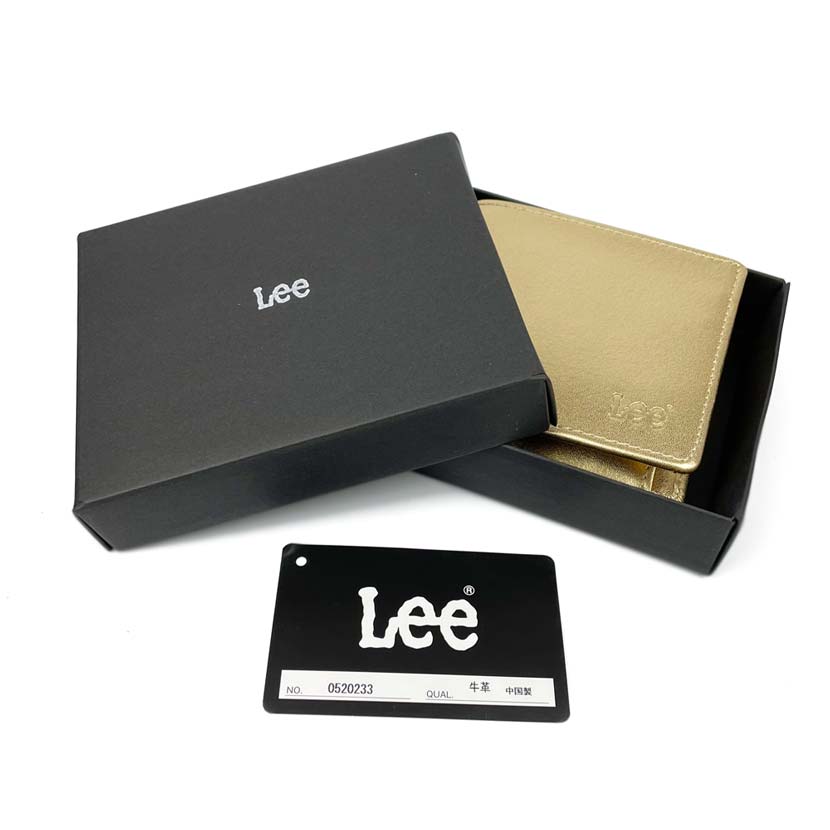 全3色 Lee リー リアルレザー メダルカラーデザイン 二つ折り財布 フラップポケット小銭入れ 本革