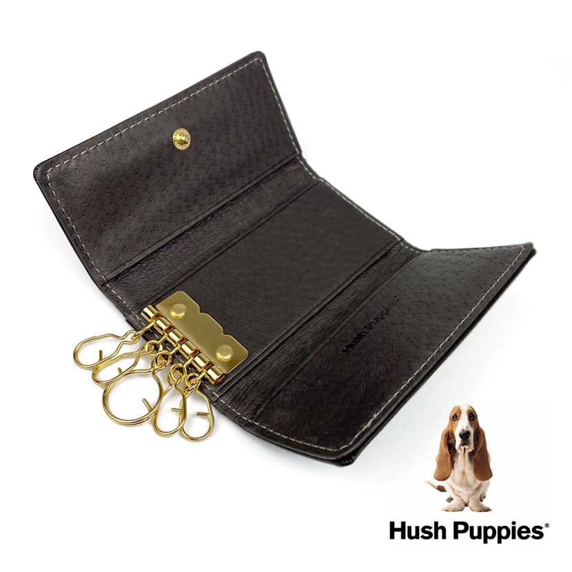 全4色　Hush Puppies ハッシュパピー リアルレザー キーケース 三つ折りキーホルダー