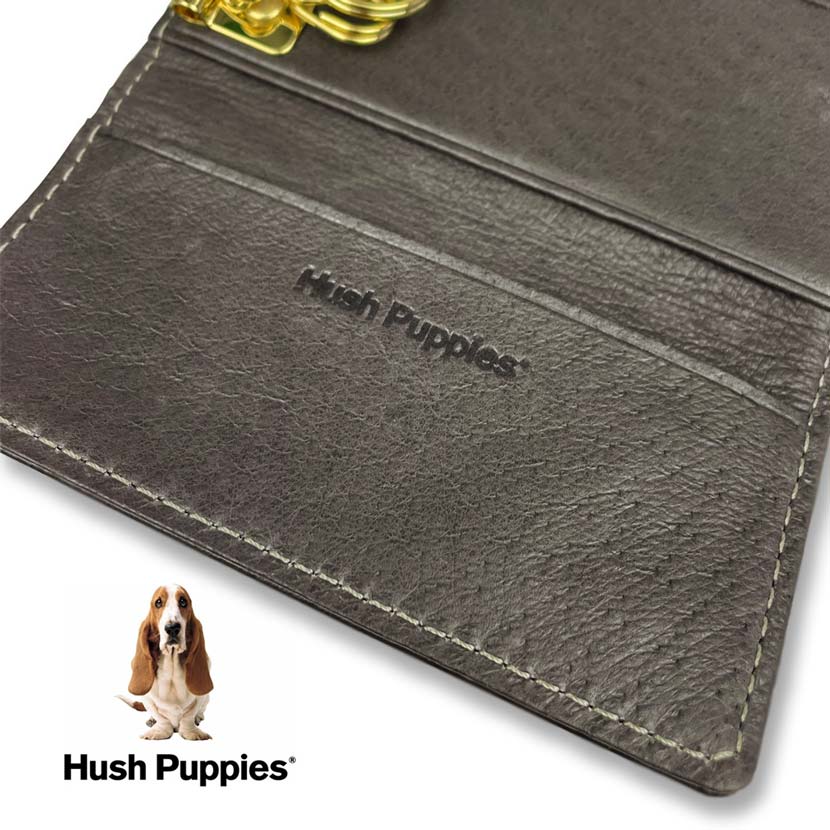 全4色　Hush Puppies ハッシュパピー リアルレザー キーケース 三つ折りキーホルダー