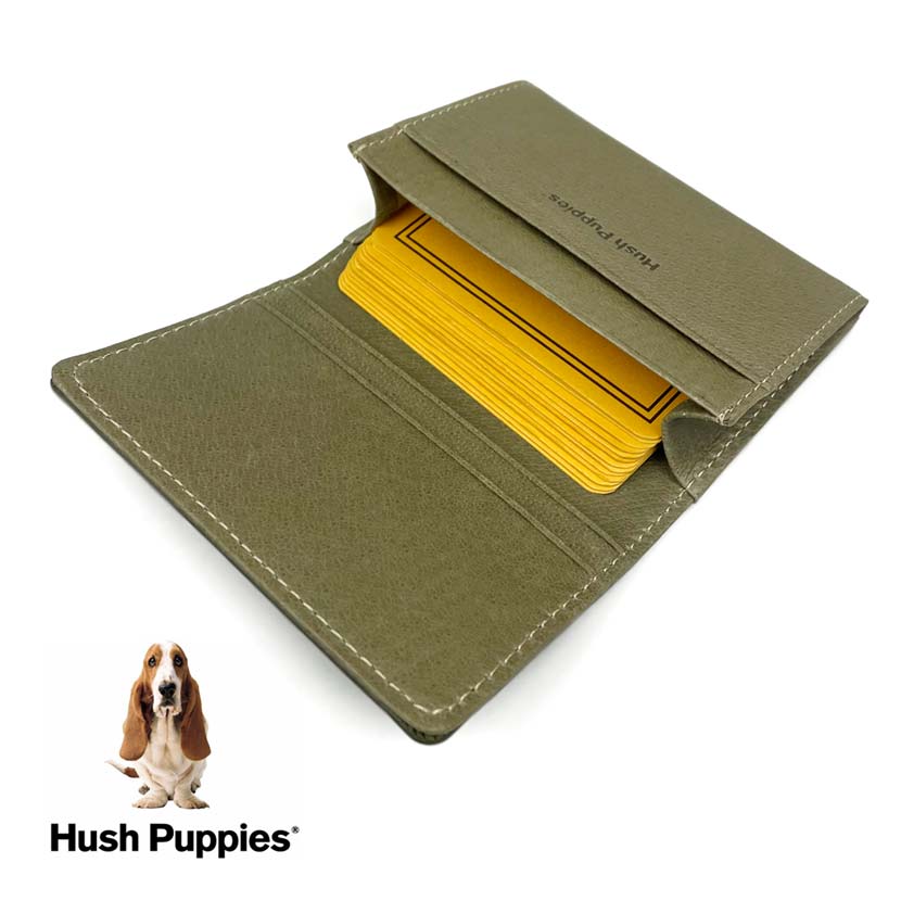 全4色　Hush Puppies ハッシュパピー リアルレザー バイカラー 名刺入れ カードケース