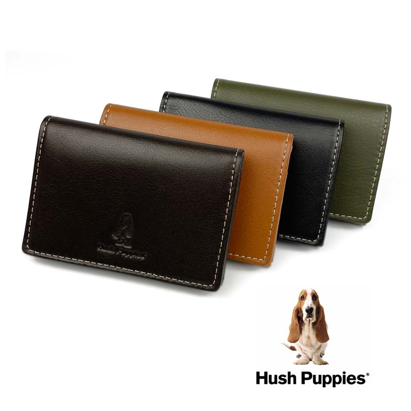 全4色　Hush Puppies ハッシュパピー リアルレザー バイカラー 名刺入れ カードケース