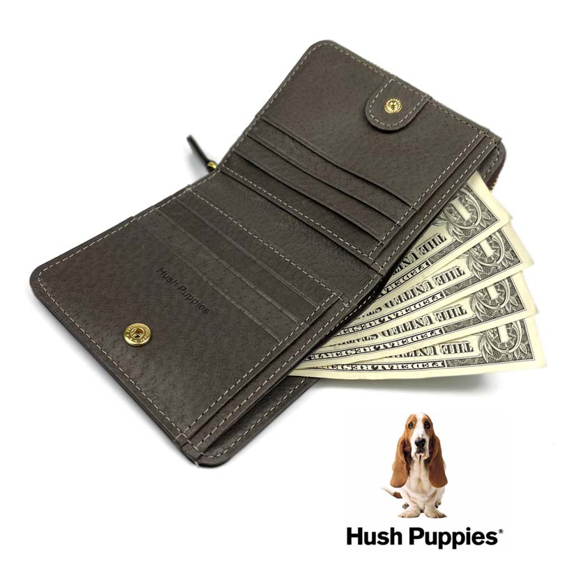 All 4 colors Hush Puppies Real Leather Bi-color Bifold Wallet Short Wallet