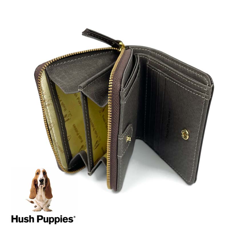 All 4 colors Hush Puppies Real Leather Bi-color Bifold Wallet Short Wallet