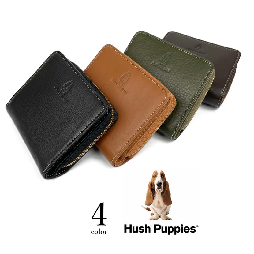 All 4 colors Hush Puppies Real Leather Bi-color Bifold Wallet Short Wallet